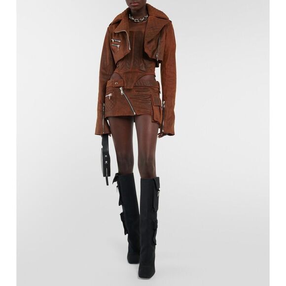 NWT LaQuan Smith Cropped leather jacket Size S $2295 - Picture 2 of 13